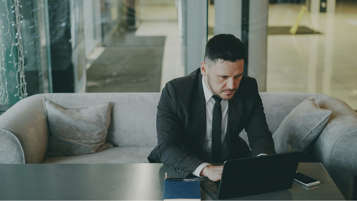 Business professional reviewing a training program
